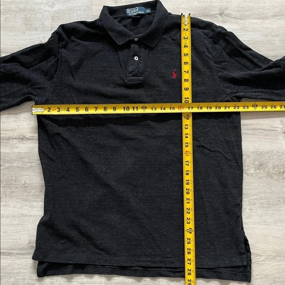 Polo Ralph Lauren Polo Shirt Mens XL Dark Gray Black Long Sleeve Top Pony Preppy